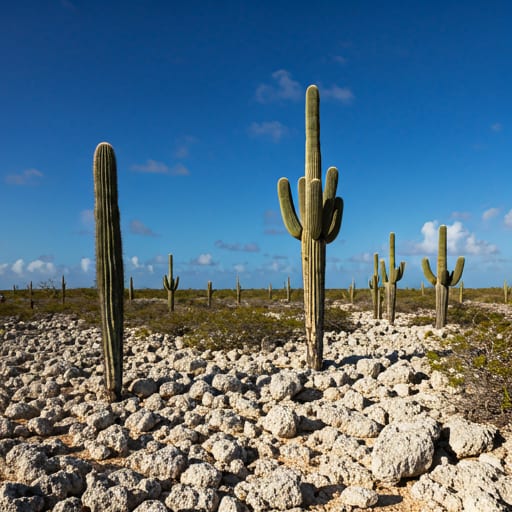 Undeveloped building plot on Bonaire with native cacti