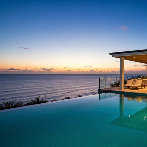 A modern villa with an infinity pool overlooking the Bonaire coastline